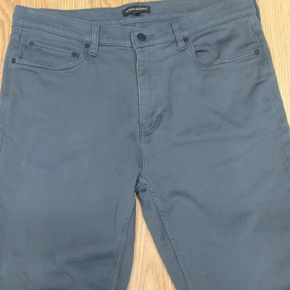 36x30 BANANA REPUBLIC TRAVELER SLIM FIT JEANS COTTON/SPANDEX GRAY-NAVY 36W x 30L - Picture 3 of 5